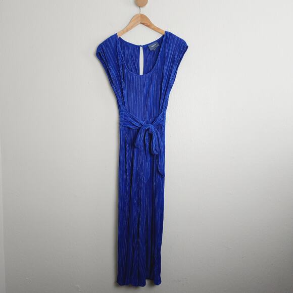 Maeve Anthropologie Sonata Blue Pleated One Piece Wide Leg Jumpsuit - Picture 5 of 12